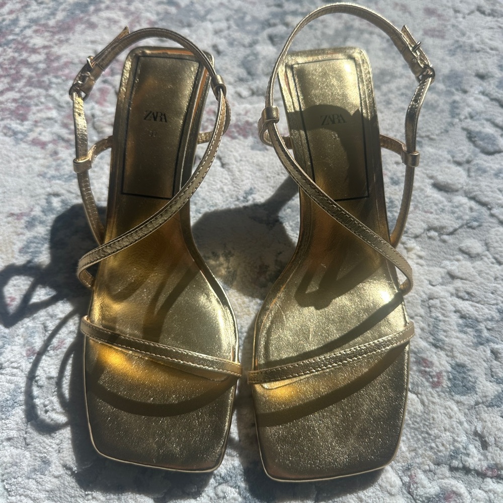 Zara Metallic Gold Sandals